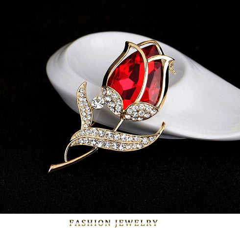 Preserved Red Rose Gift Box- Enchanted Real Rose with Ruby Rose brooch, Eternal Rose Flower in Jewelry Box, Handmade Rose,Forever Red Rose Gift fo...