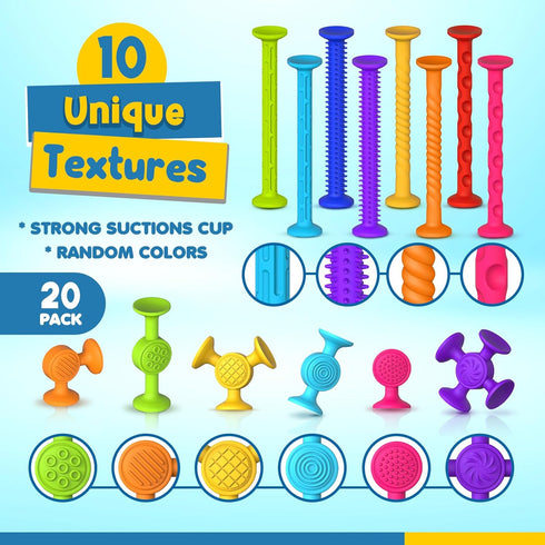 Bath Toys Suction Sensory Toys: 20 Pcs Silicone Suction Cup Toys - Bath Toys No Hole - Sensory Toys for Baby Toddlers...
