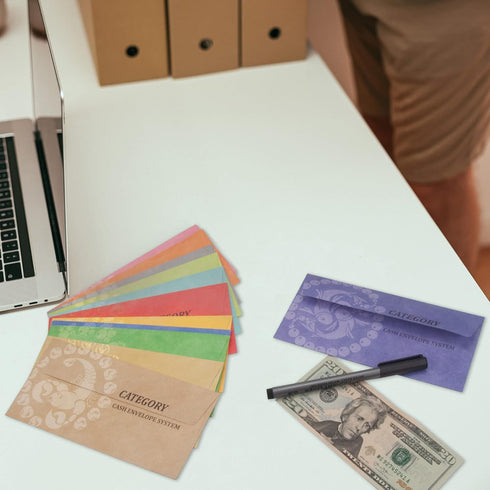 L LIKED Budget Envelopes for Cash System –Includes 1 Plastic Zip Envelope & 12 Expense, Budget Envelopes for Cash Budgeting and Saving, Tear and W...