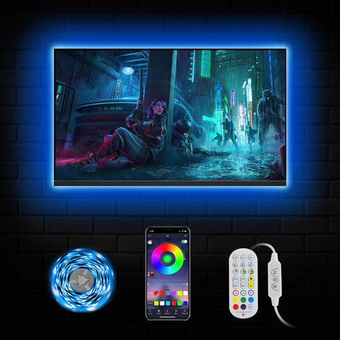 LED TV Backlight, 16.4 ft USB Powered LED Lights for TV 65-80 inch, Led TV Light, RGB Color Changing LED Strip Lights TV Monitor Behind Lighting w...
