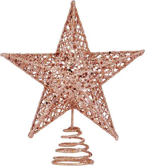 BinaryABC Christmas Tree Topper Star,Glittering Christmas Tree Decoration Ornaments,20cm (Rose Gold)...