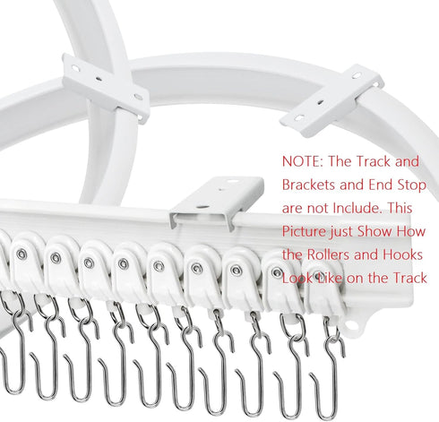 Accessories Kit for Flexible Bendable Curved Ceiling/Side Wall Curtain Track Hardware Set (10Pcs Roller Hooks)...