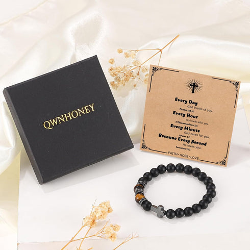 Cross Bracelet for Men Father Dad Husband Son Brother Boyfriend Father's Day Baptism Communion Birthday Graduation Anniversary Christmas Christian...