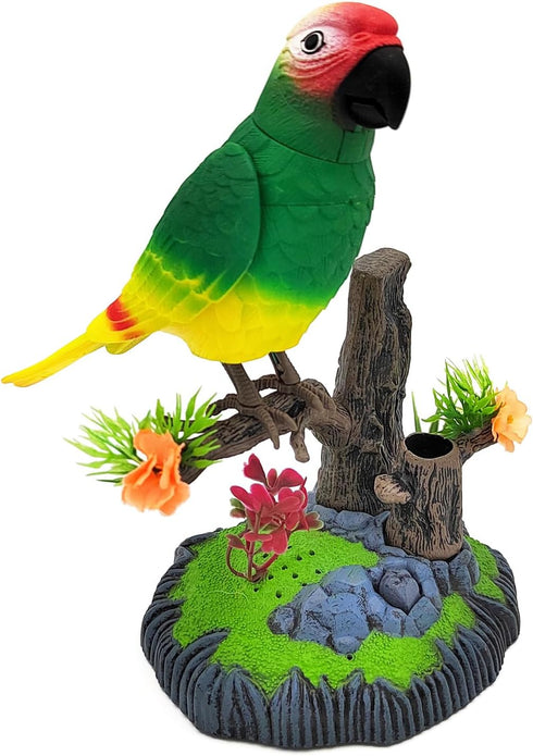 Tipmant Electronic Bird Toys Electric Parrots Animal Pets Move Chirp Realistic Home Office Room Decoration Kids Birthday Gifts (Green)...