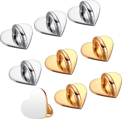 Moxweyeni 8 Pcs Cell Phone Finger Ring Adhesive Metal Phone Finger Grip Loop Stand Heart Grip Holder Charm Hook for DIY Hanging Supplies...
