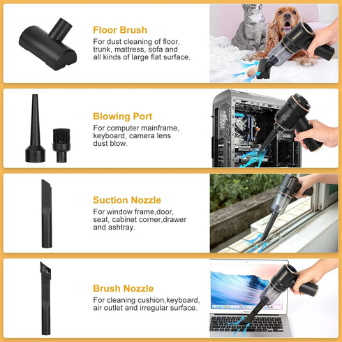 WADEO Handheld Vacuum Cordless, Car Vacuum Portable Cordless 9000Pa, Hand Held Vacuum, Mini Vacuum with Blower, Car Vacuum with LED Light, Wireles...