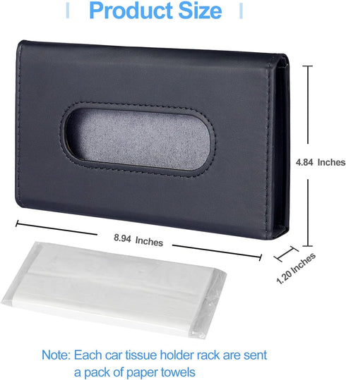 Car Tissue Holder, Upgraded Version Hanging Tissue Holder in Car, Premium PU Leather Car Napkin Holder for Universal Auto, Easy Use (Black)...