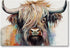 CCWACPP Colorful Highland Cow Canvas Wall Art Animal Pictures Print Abstract Highland Cattle Painting Farmhouse Bathroom Decor Frame (Highland Cat...