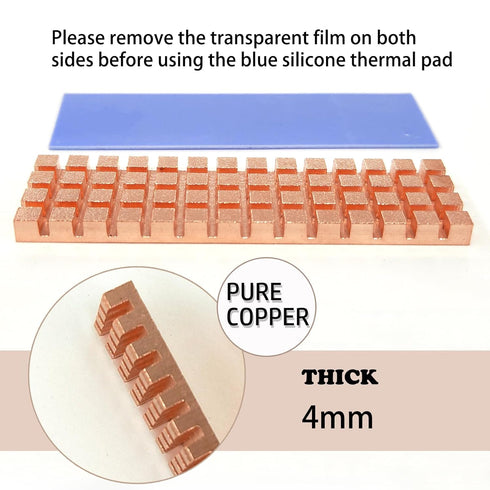 M.2 2280 SSD Heatsink Copper Kit, 67x18x4mm Cooler Heat Sink + Silicone Based Thermal Pad for Cooling M.2 SSD, NVME SSD, SSD...