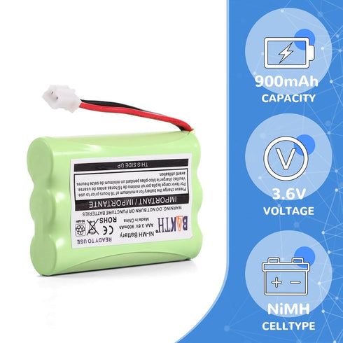 900mAh 3.6V Ni-MH Square-Hole Plug Battery for Motorola MBP33 MBP33S MBP33PU MBP35 MBP36 MBP36S MBP36PU MBP41 MBP43 Baby Monitor (Don't fit MBP33S...