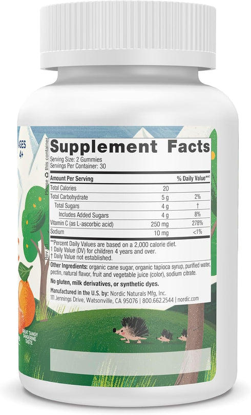 Nordic Naturals Kids Vitamin C Gummies - Tangy Tangerine - 60 Gummies - Vegan Vitamin C Supplement - Children’s Immunity and Antioxidant Support -...