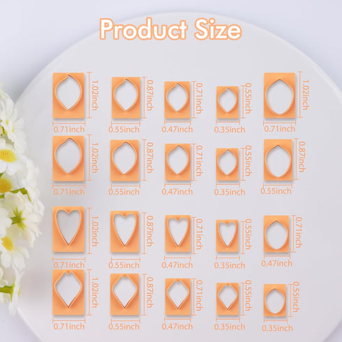 Puocaon Petal Polymer Clay Cutters - 20 Pcs Petal Clay Cutters for Polymer Clay Earrings, 30 Pcs Pistil Brass Charms 4 Petal Texture Clay Molds fo...