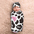 Cow Print Newborn Swaddle Blanket Baby Pink Heart Swaddle Blankets with Beanie Hat Sets Infant Gifts for Boys Girls Soft...