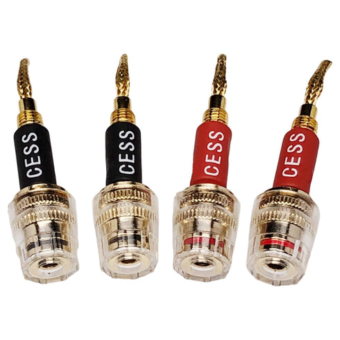 CESS-220 Pin Banana Plug to 4mm Female Banana Jack/Speaker Wire, 4 Pack (Braided-Type to 4mm)...
