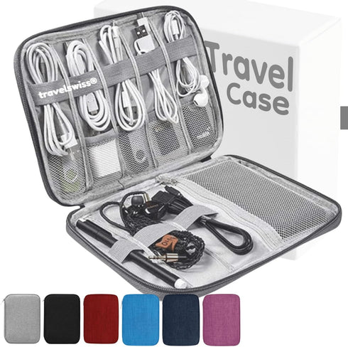 Travel Case Carry Pouch Electronic Accessories Organizer Portable Waterproof Double Layers All-in-One Storage Bag for Power Bank USB Cable Mouse C...