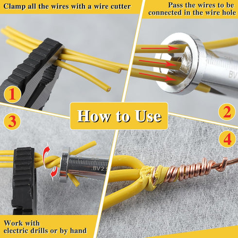 Wire Twisting Tool, Wire Stripper and Twister, 2 in 1 Electrical Drill & Manual Wire Stripper Cable Twister, Quick Connector Twist Wire Tool for P...