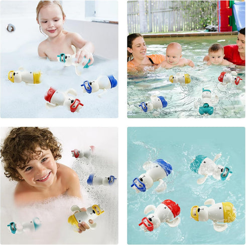 2024 Upgrade Bath Toys for Toddlers 1-3 Year Old, 4-Pack Wind Up Baby Bathtub Toys Shower Beach Swimming Pool Games Floating Water Play Toys Baby ...