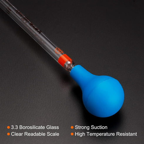 PATIKIL Graduated Dropper Pipettes Kit, 10ml Borosilicate Glass Pipette with Rubber Cap for Transfer Liquid for Lab, Chemistry, Clear...