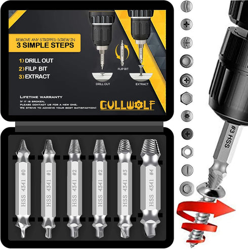 Damaged Screw Extractor - Remover for Stripped Head Screws Nuts & Bolts | Drill Bit Tools for Easy Removal of Rusty & Broken Hardware | High Speed...