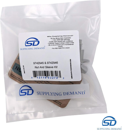 Supplying Demand 9742945 9742946 Dishwasher Lower Spray Arm Radial Ring Bearing and Retainer Nut Replacement Kit