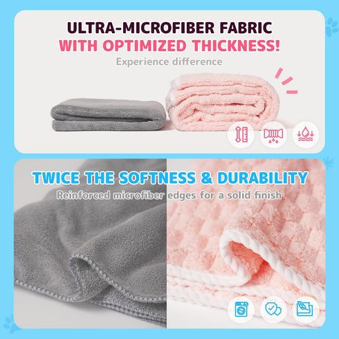 Microfiber Dog and Cat Towel Set – Quick-Dry, Soft Bath and Grooming Towels for Pets, Includes 2 Different Sized Towels – Cloud Pet Towels...