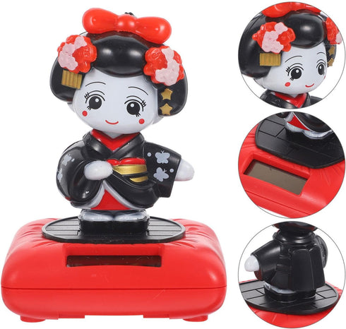 Kimono Solar Dancers Kimono Girl Sculpture Dashboard Dancing Solar Powered Car Japanese Kimono Doll Geisha Figurine Ornament Car Interior Decor Pu...