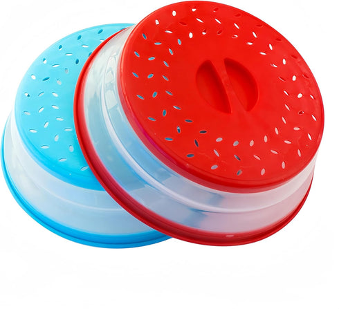 Pack of 2 Collapsible Microwave Food Cover, Splatter Guard,Vented Microwave Lid for Food,10.5inch, BPA free TPR, Dishwasher safe...