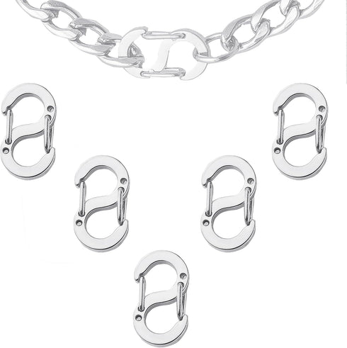 5 Pieces Double Opening Lobster Clasp Shorten Clasp Necklace Clasp,Stainless Steel S Lock Close Bracelet Connector and Extended Necklace Clasp for...