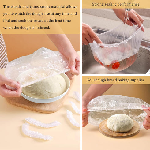120PCS Reusable Bowl Covers for Bread Proofing, Elastic Plastic Covers for Sourdough Rising and Baking Supplies, Stretchable Wrap for Storage Cont...