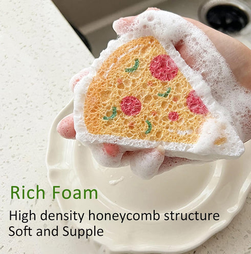 Sponges, Kitchen Sponges for Dishes, Natural Wood Pulp Sponge, Pack of 4 Cute Shaped Compressed Multipurpose Non-Scratch Sponges for Cleaning...