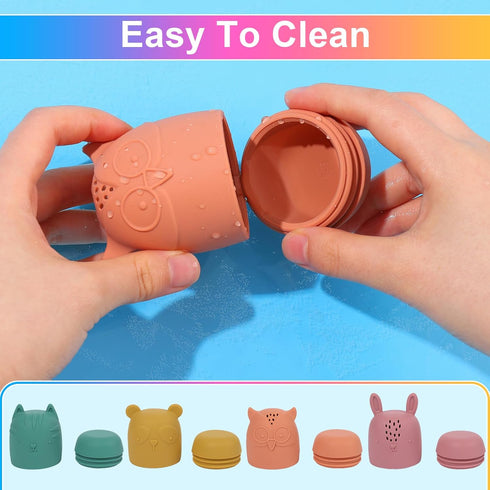 Gigilli Baby Bath Toys, Squeezable Silicone Bath Toys Water Table Spray Toys for Toddlers 6-12-18 Months, Non-Toxic Bathtub Toys for Infants Kids ...