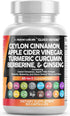 Clean Nutraceuticals Ceylon Cinnamon 3000mg Turmeric 3000mg Apple Cider Vinegar 3000mg Ginseng 2000mg Berberine 1200mg Plus Bitter Melon Gymnema M...