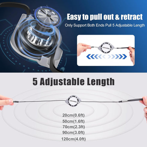 2Pack 4ft Multi-USB Charger Cable Retractable 3-in-1 Multi-Charging Cable Adapter with Type-C/IP/Micro USB Port Connector, Compatible with Cell Ph...