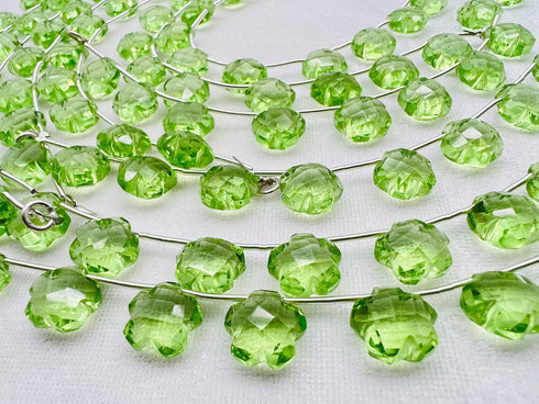 1 Strand Prehnite Quartz 10 Piece Beads Size 10mm Flower Shape Cut Carved Faceted Beads for Jewellery Making, Beading & Craft Supplies Flower_06...