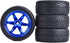 4PCS 1:10 RC Tires and Plastic Wheels Rims for 1/10 Scale On Road Touring Racing Drift Car Traxxas HSP HPI Tamiya (Blue)...