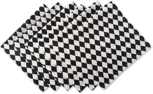 DII Halloween Tabletop, Harlequin Collection, Napkin Set, Black and Cream 6 Piece...