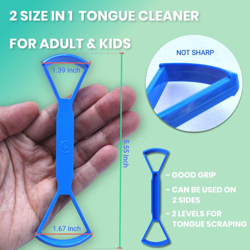 Tongue Scraper for Adults Plastic Tongue Cleaner 2 Size in 1 - Tongue Scraper for Kids - Tongue Scraper Breathrx plastic, Bad Breath Treatment for...