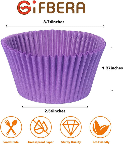 Gifbera Bright Rainbow Jumbo Cupcake Liners Large Solid Colorful Paper Baking Cups 200-Count...
