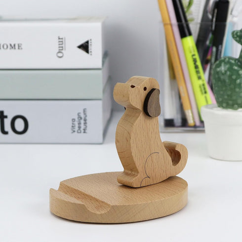 Wooden Cell Phone Holder, Wooden Smartphone Desk Holder with Anti-Slip Base for All Mobile Phones (Dog)......