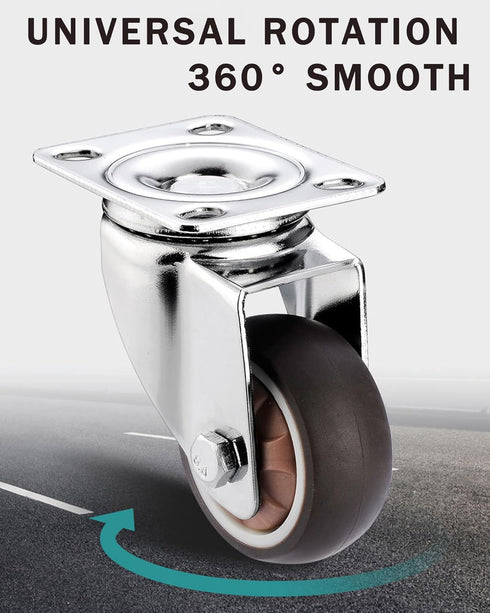 1.25 inch Swivel Caster Wheels Bearing Plate Caster Wheels, Rolling Casters for Furniture and Workbench Cart, Set of 4 (2 with Brakes & 2 Without)...