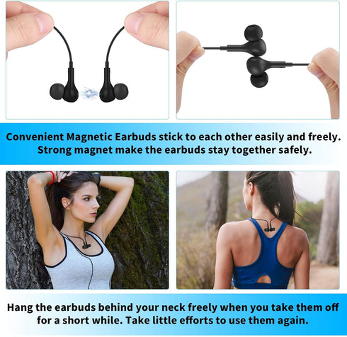 USB C Headphones for Samsung Galaxy S24 Ultra S23 FE S22 S21 A54 Note 20 10+,Magnetic Wired Earbuds Stereo in-Ear USB Type C Earphones with Microp...
