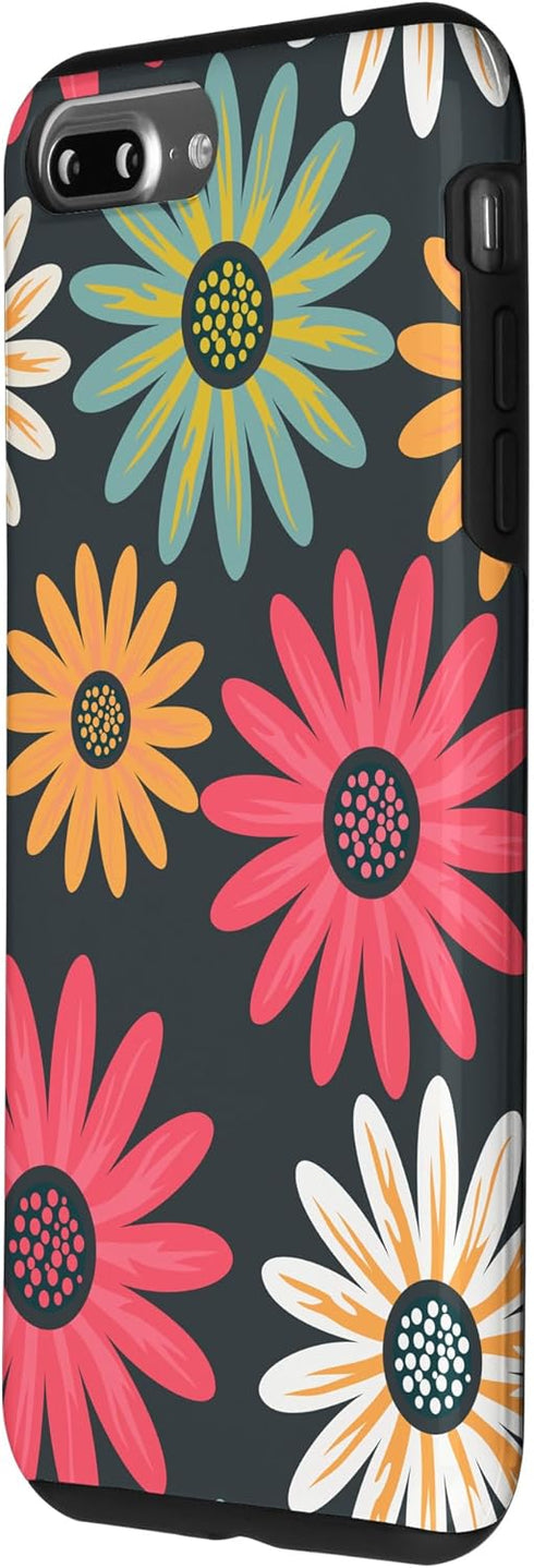 iPhone 7 Plus/8 Plus Floral Daisy Flowers Pink Green Orange Grey Pattern AEN021 Case...