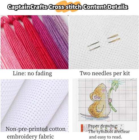 CaptainCrafts Cross Stitch Kits, New Counted Kit Unprinted 14CT Fabric Cross Stitching DIY Art DMC Needlecrafts Embroidery Kit for Adults Beginner...