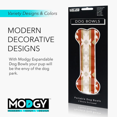 MODGY Collapsible Dog Food Bowl Dish, Reusable, Plastic Travel Size, Portable Container, Camping, Hiking, Car, Road Trip Essential, Cute Pattern, ...