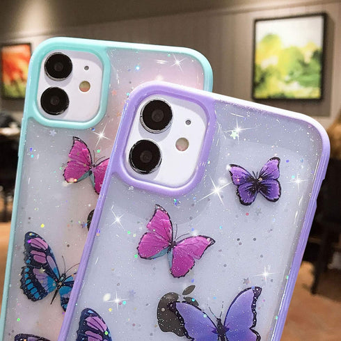 Butterfly Bling Clear Case Compatible with iPhone 12 and iPhone 12 Pro 6.1 inch 2020, Case for Women Cute Slim Soft Slip Resistant Protective - Pu...