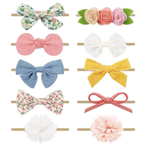 DRESHOW BQUBO Baby Girl Bows and Headbands Soft Nylon Hairbands Elastics Handmade Girls Flower Hair Accessories for Newborn Infant Toddlers Kids 1...