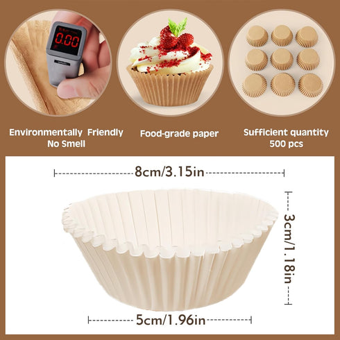 500pcs Standard white cupcake liners for baking,food grade cupcake wrappers,non-stick, greaseproof parchment muffin liners,by Bake Choice (500PCS ...