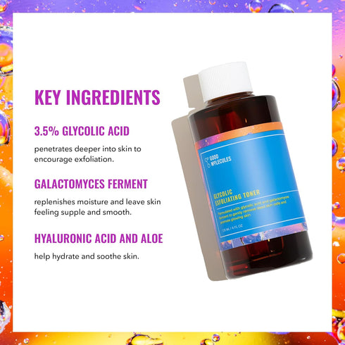 Good Molecules Glycolic Exfoliating Toner - Facial Toner and Exfoliant with Glycolic Acid, Hyaluronic Acid and Aloe to Moisturize - Skincare for F...