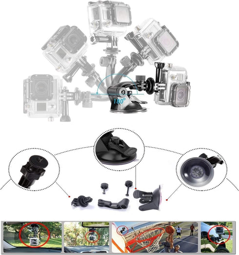 VVHOOY Action Camera Accessories Kit Compatible with AKASO EK7000 GoPro Hero 12 11 10 9 8 7 APEMAN DBPOWER Osmo Dragon Touch, Brave 4 Brave 7 LE C...