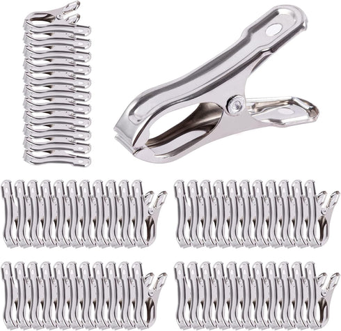55pcs Garden Clips - 1in Large Open Stainless Steel Greenhouse Clips, Hoops Clamps for Shade Cloth Film Plant Netting, Grip Strong Heavy Duty Meta...